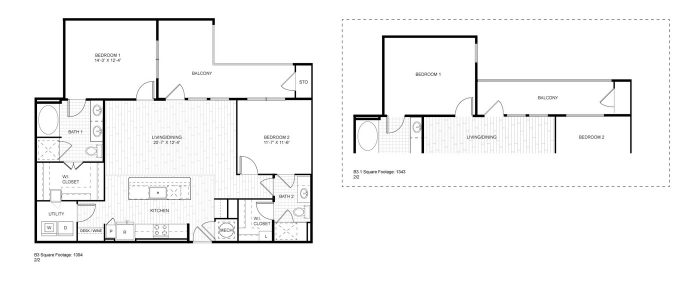 Ash at the Branch Floor Plan 2 Bedroom 2 Bath 2 Bed 2 Bath 1199 sqft