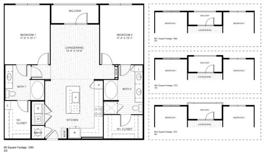 Ash at the Branch Floor Plan 2 Bedroom 2 Bath 2 Bed 2 Bath 1200 sqft