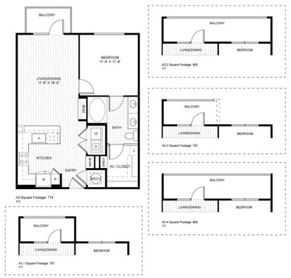 Ash at the Branch Floor Plan 1 Bedroom 1 Bath 1 Bed 1 Bath 729 sqft